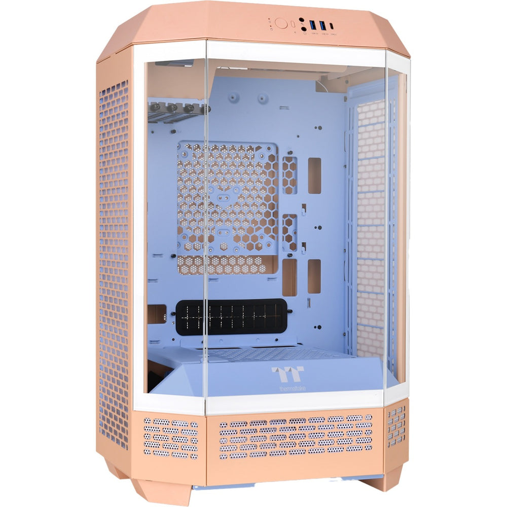 Thermaltake the tower 300 - peach fuzz mini tower behuizing (perzik | 3x usb-a | tempered glass)