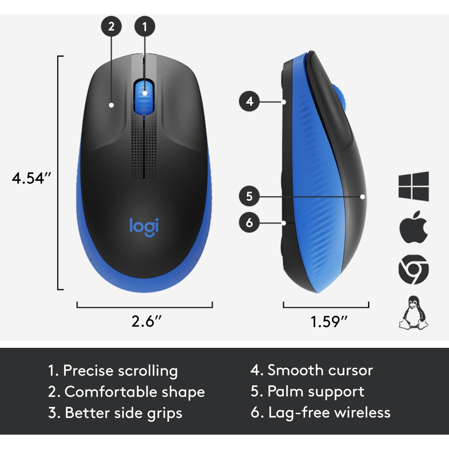 Logitech Logitech M190 Draadloze muis van volledig formaat