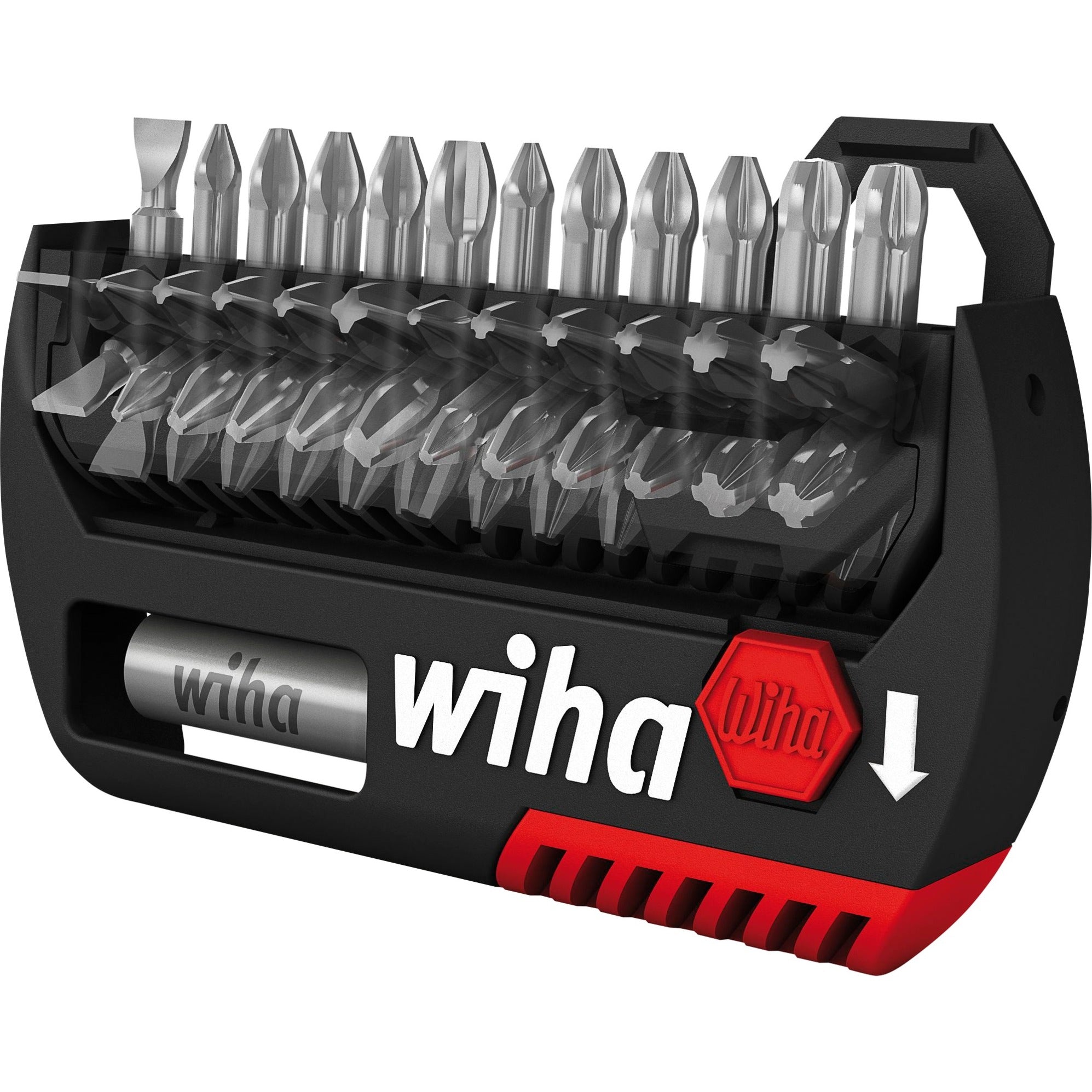 Wiha bitset flipselector standard 25 mm phillips, pozidriv, torx® 15-delig 1 4 c6,3 met riemclip in blister - 39060 - 39060a