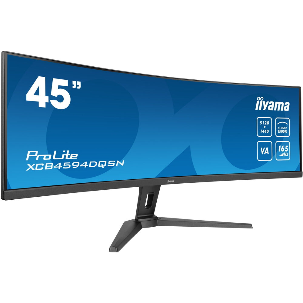 Iiyama prolite xcb4594dqsn-b1 44.5 curved ultrawide monitor (zwart, 2x hdmi, displayport, 3x usb-a, usb-b, usb-c, rj-45, 165 hz)