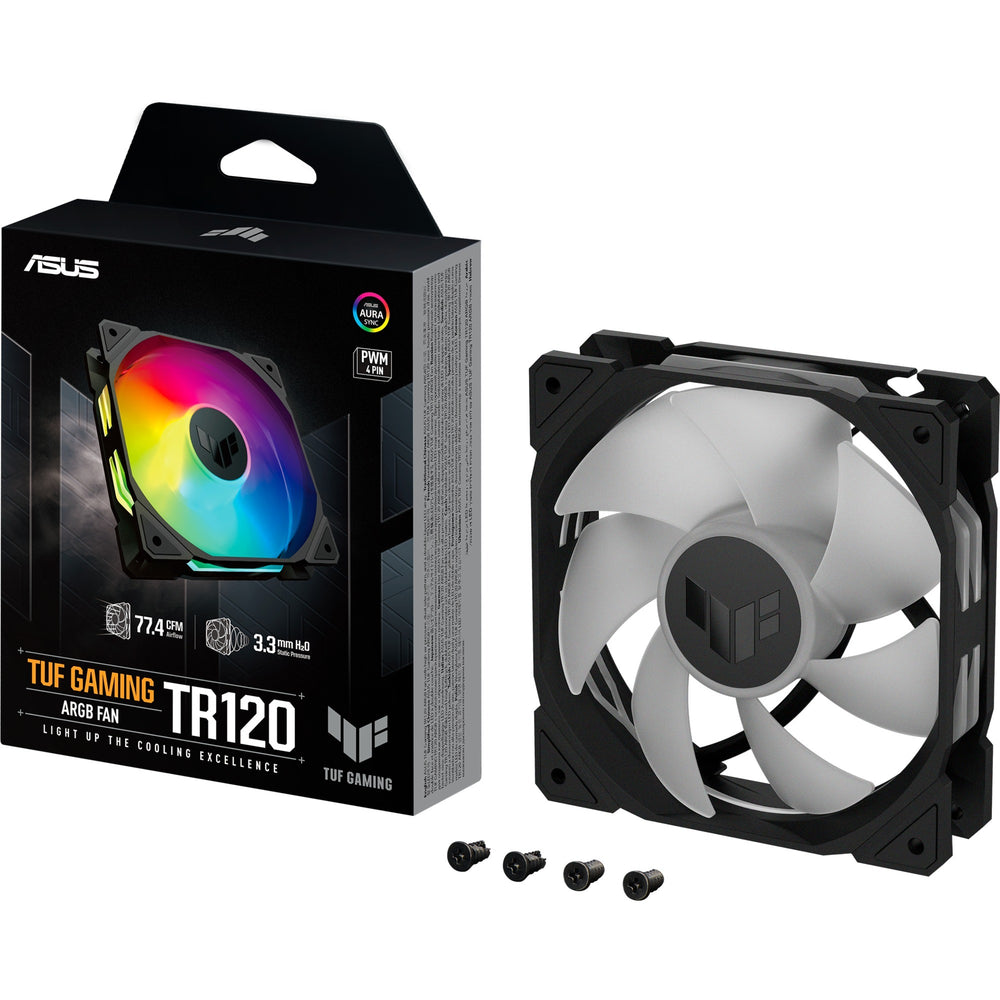 Asus tuf gaming tr120 argb case fan (zwart, 120 x 120 x 28 mm)