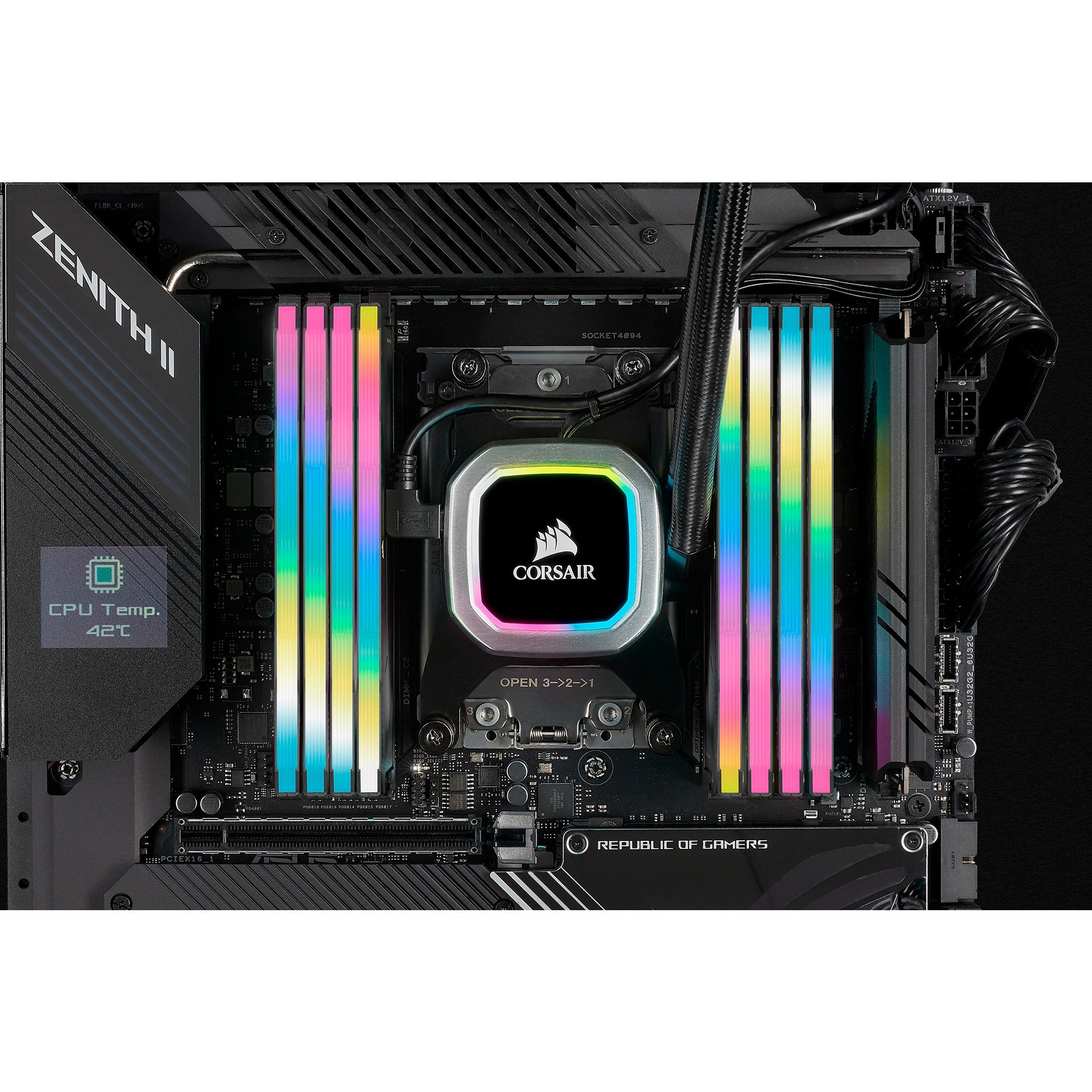 Corsair 64 gb ddr4-3200 (4x 16 gb) quad-kit werkgeheugen (cmh64gx4m4e3200c16, vengeance rgb pro sl, xmp)
