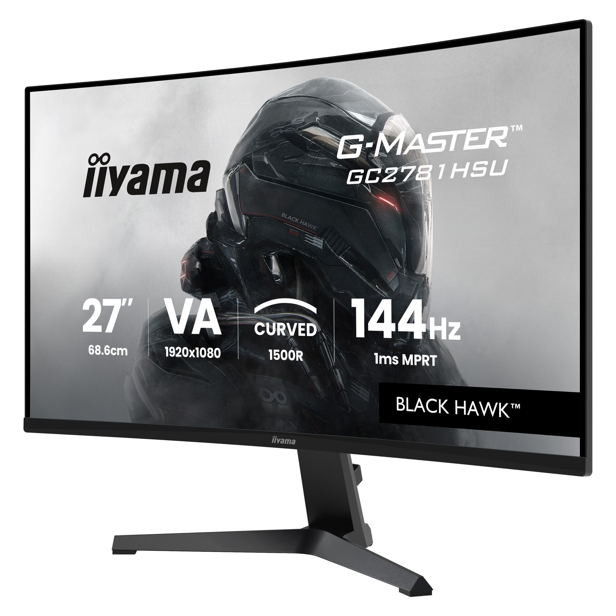 Iiyama g-master black hawk g2471hs-b1 27 curved gaming monitor (zwart, hdmi, displayport, 2x usb, 144 hz)