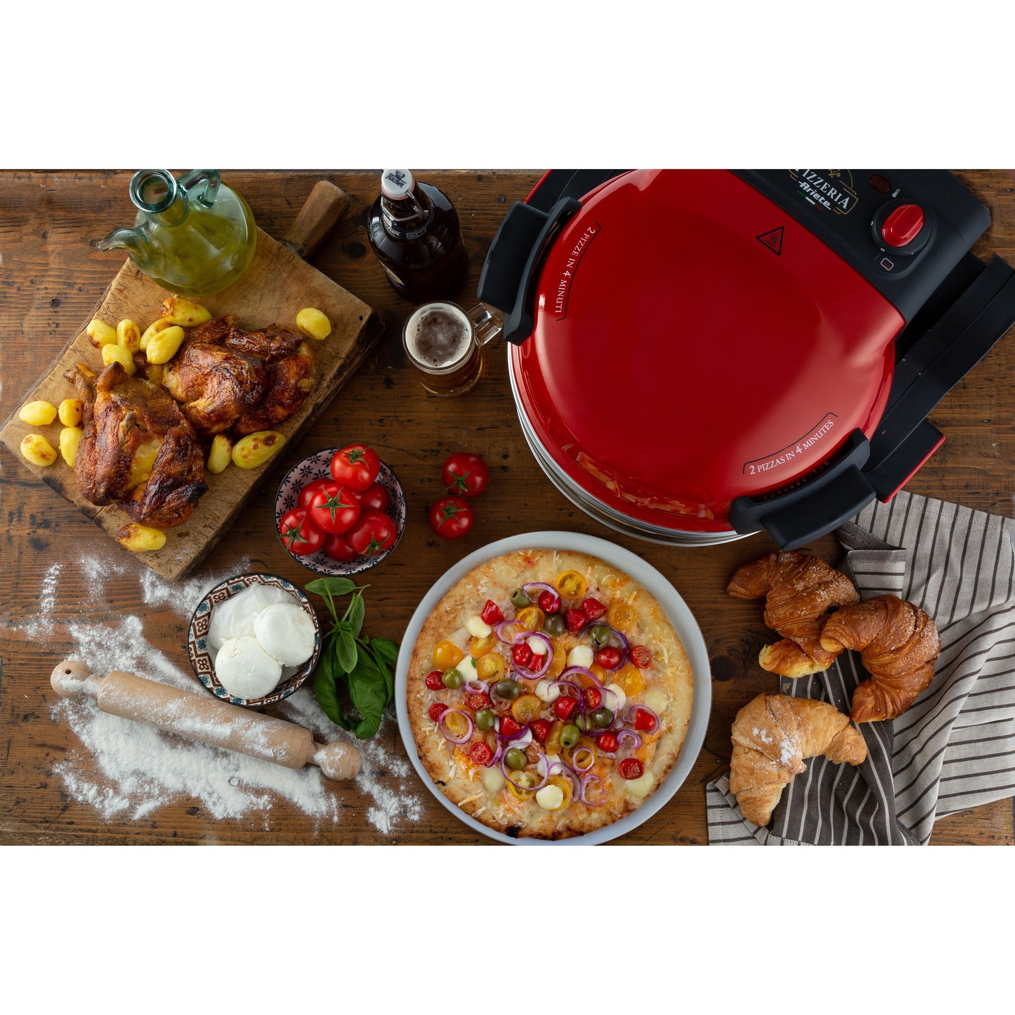 Ariete dubbele pizzaoven 0927 00 (rood)