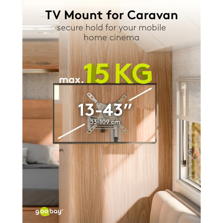 Goobay tv wall mount caravan fullmotion (m), 13 to 43 inch wandmontage (zilver)