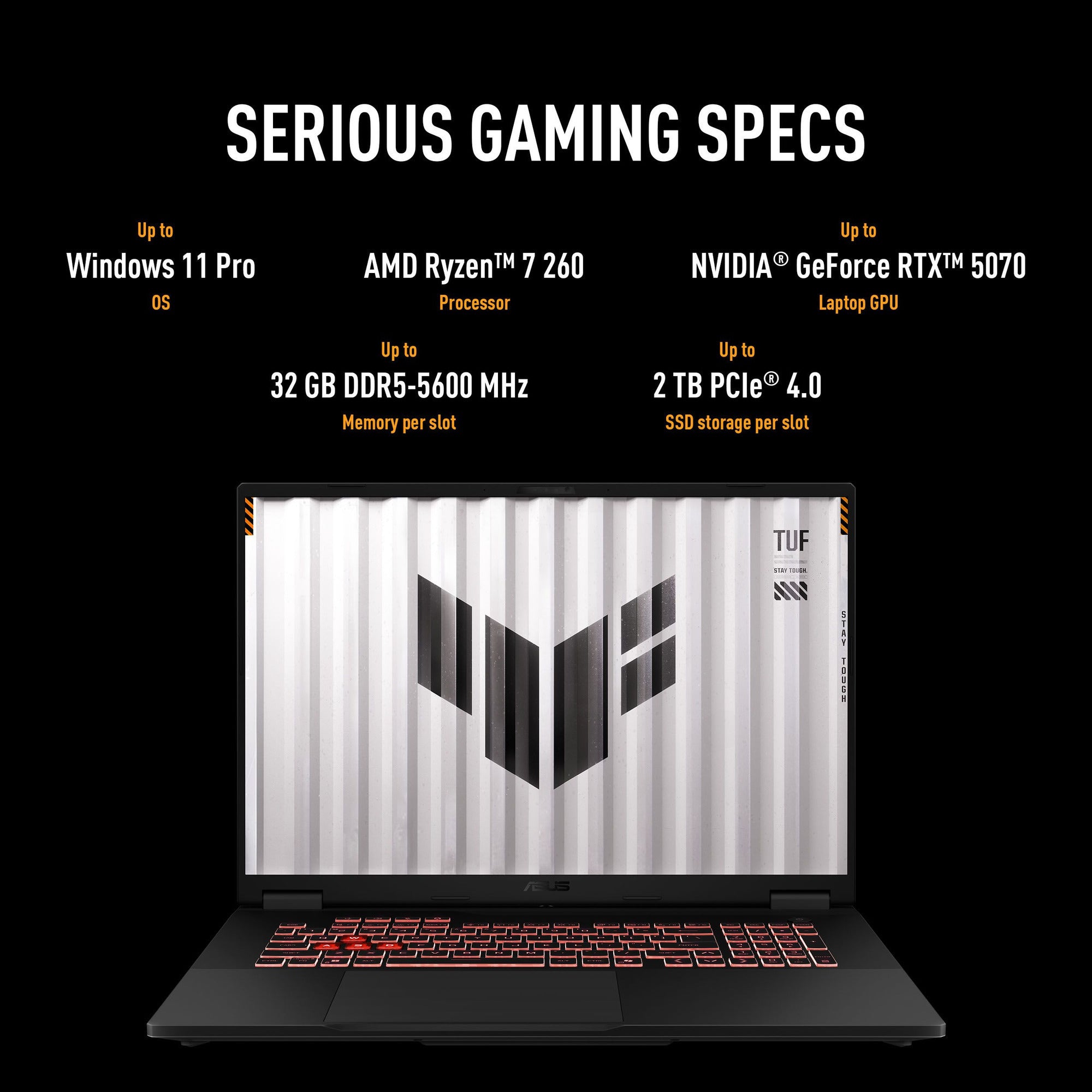 Asus tuf gaming a18 fa808um-s8112w 18 gaming laptop (zwart grijs | ryzen 7 260 | rtx 5060 | 16 gb | 1 tb ssd)