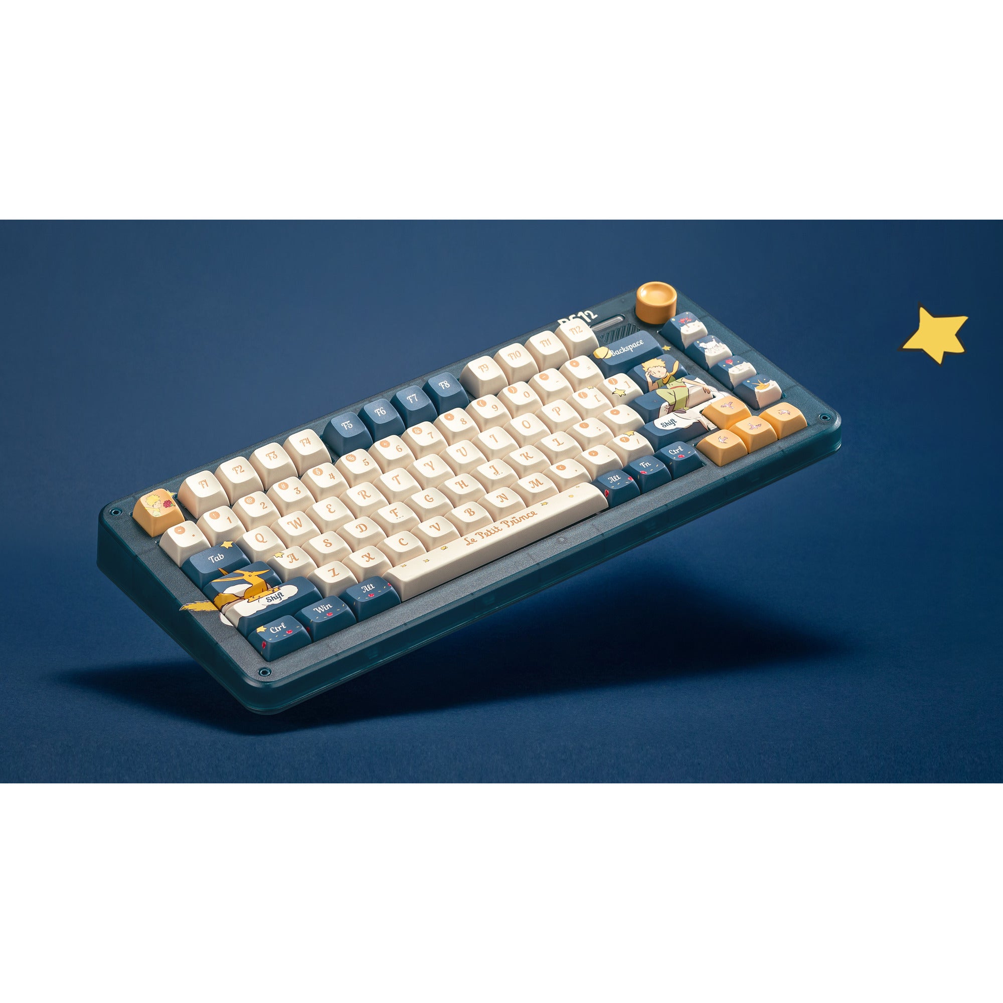 Iqunix zx75 sky encounter wireless mechanical keyboard, gaming toetsenbord (blauw wit, us lay-out, iqunix silent rose, rgb leds, 75%, hot-swappable, double-shot pbt, 2.4ghz | bluetooth 5.1 | usb-c)