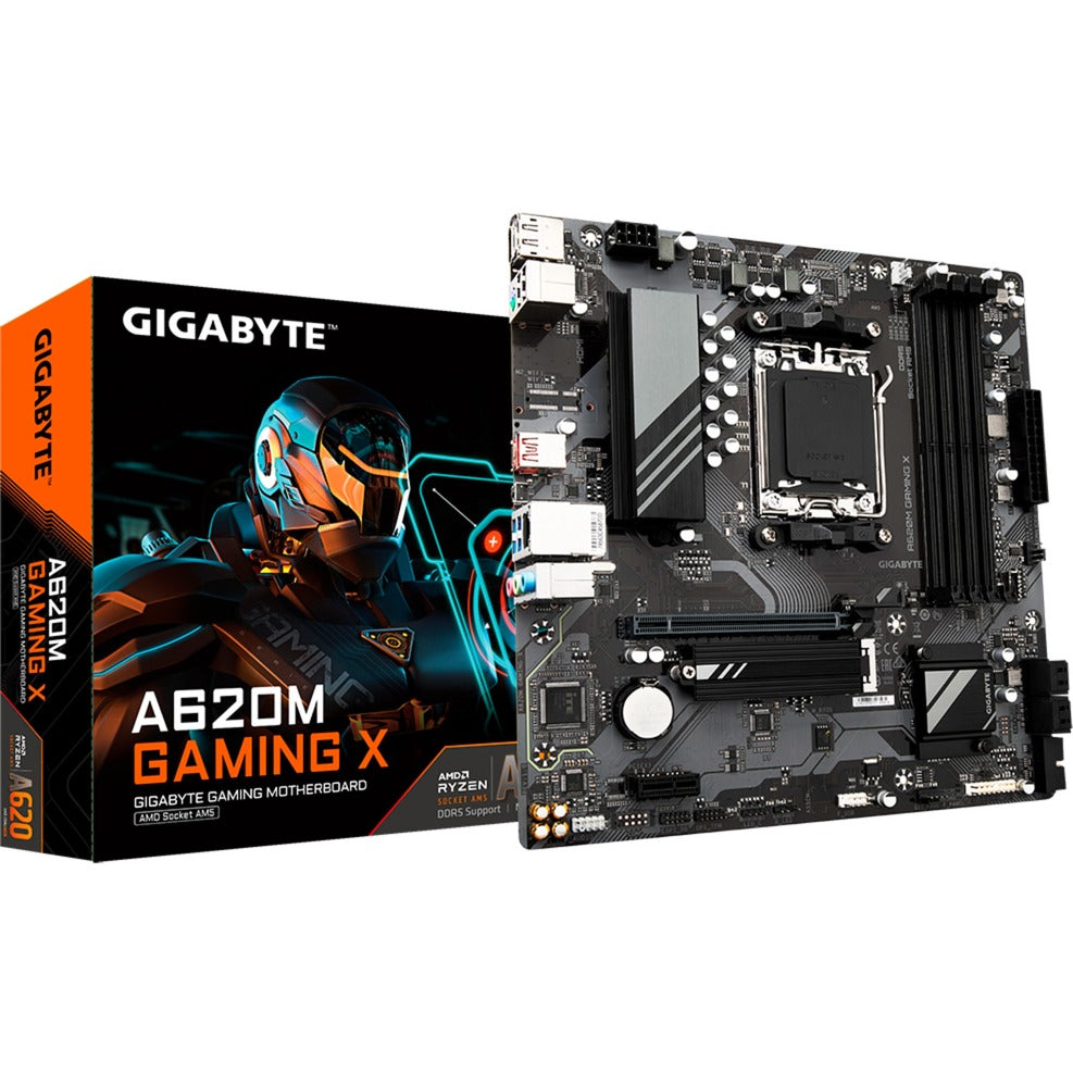 Gigabyte a620m gaming x (rev. 1.0) socket am5 moederbord (zwart grijs, raid, gb-lan, sound, µatx)