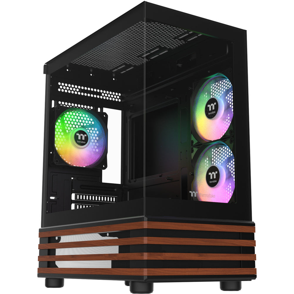 Thermaltake view 170 ws argb mini tower behuizing (zwart houtkleur | 2x usb-a | rgb | window)