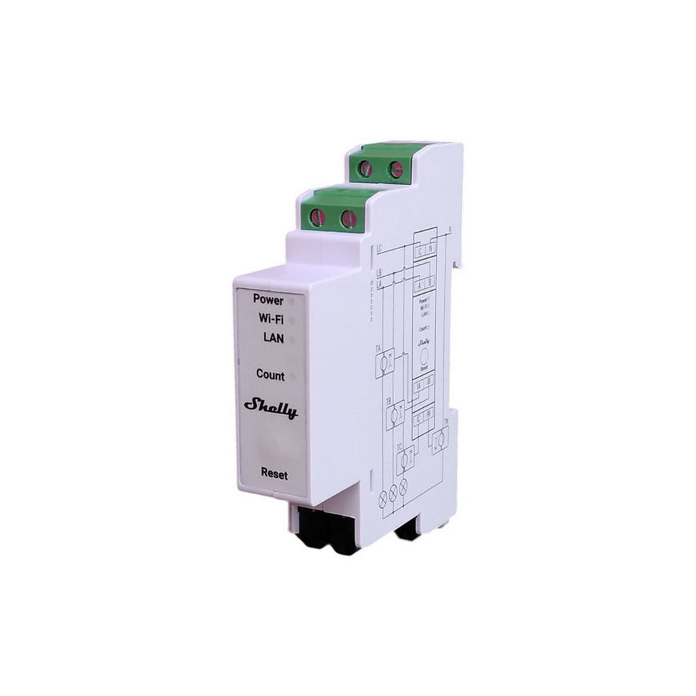 Shelly pro 3em-120a v2 meetapparaat (wit, lan, wifi, bluetooth)