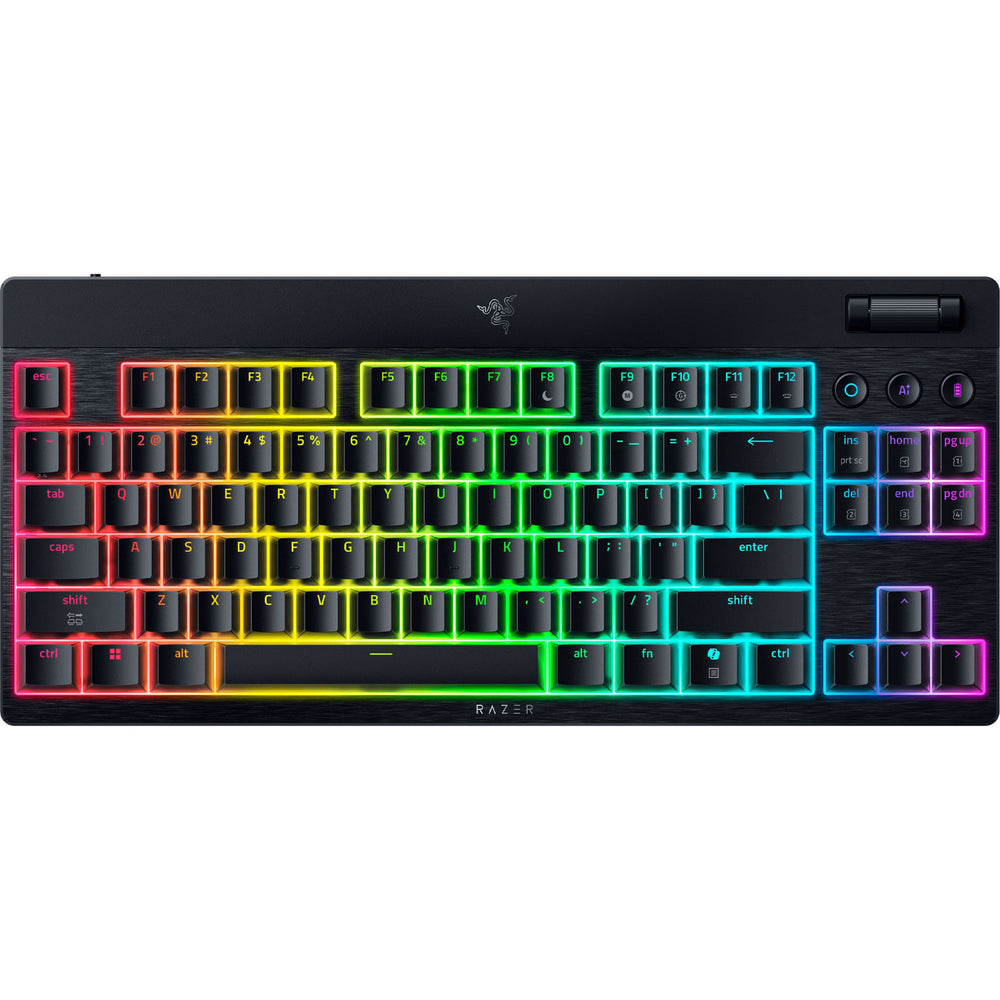 Razer blackwidow v4 low-profile rgb mechanisch gaming toetsenbord (zwart, us lay-out (qwerty), low-profile yellow, 80% (tkl))