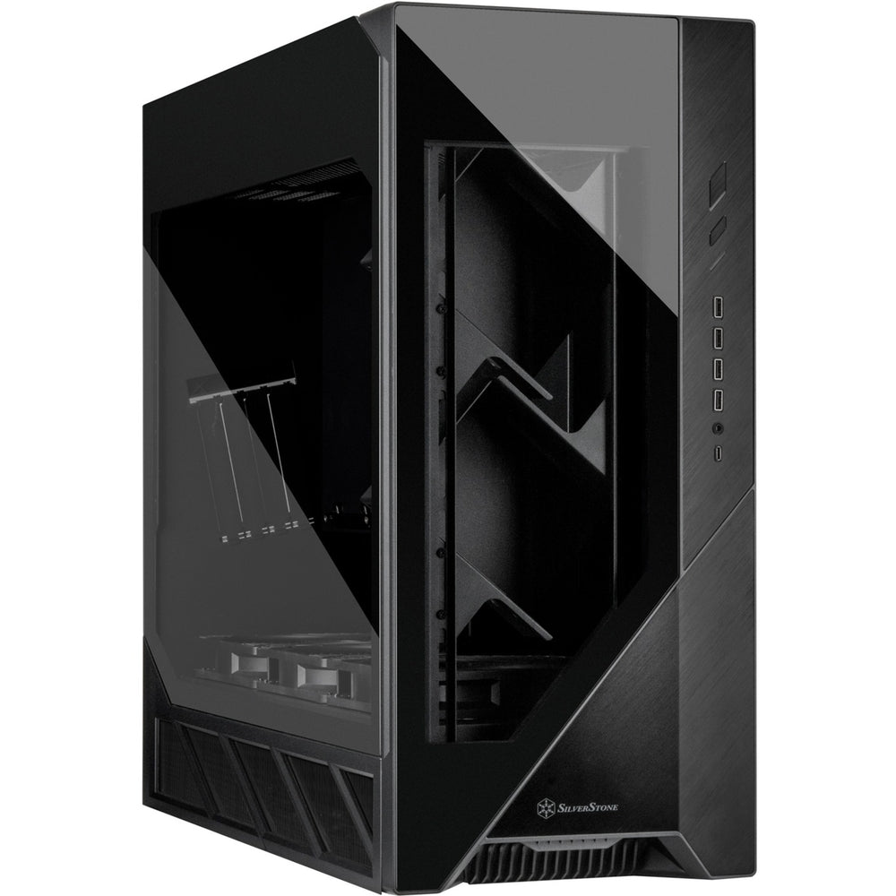 Silverstone alta f2 big tower behuizing (zwart | 4x usb-a | 1x usb-c | tempered glass)