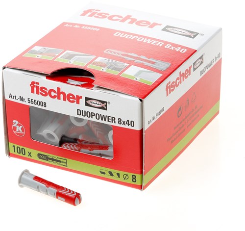 Fischer duopower | universele pluggen | 8x40 mm - 100 stuks - 535455