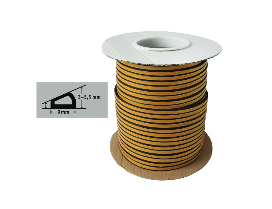 Fix-o-moll Tochtband D profiel 100m x 9 mm 3-5,5mm zwart