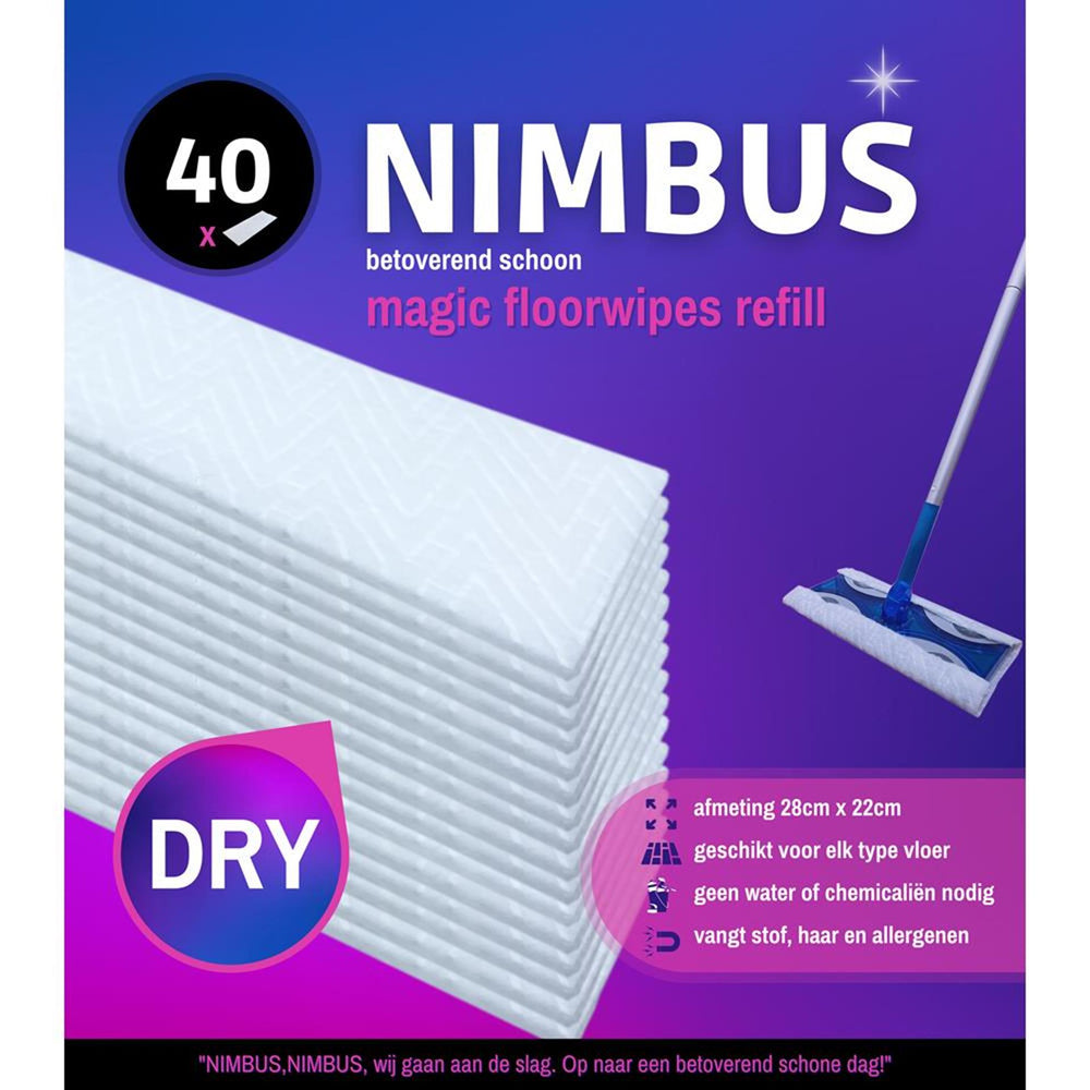 Nimbus magische vloerdoekjes navulling 40 stuks 28x22 cm