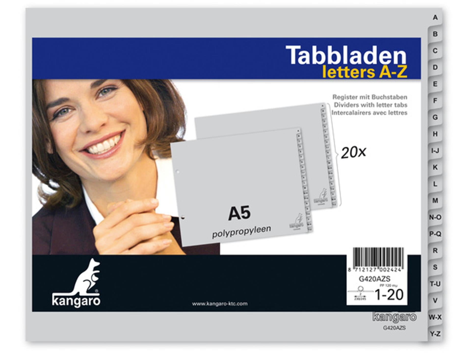 Kangaro tabbladen 2 rings a-z kunststof