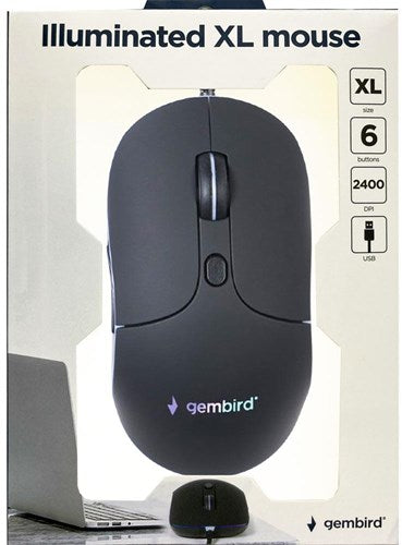 Enzo gembird optische muis usb zwart met verlichting