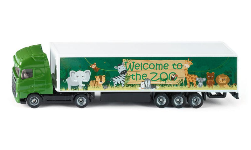 Siku 1627, vrachtwagen met trailer, metaal kunststof, 1:87, groen, rubberen banden, achterklep kan open