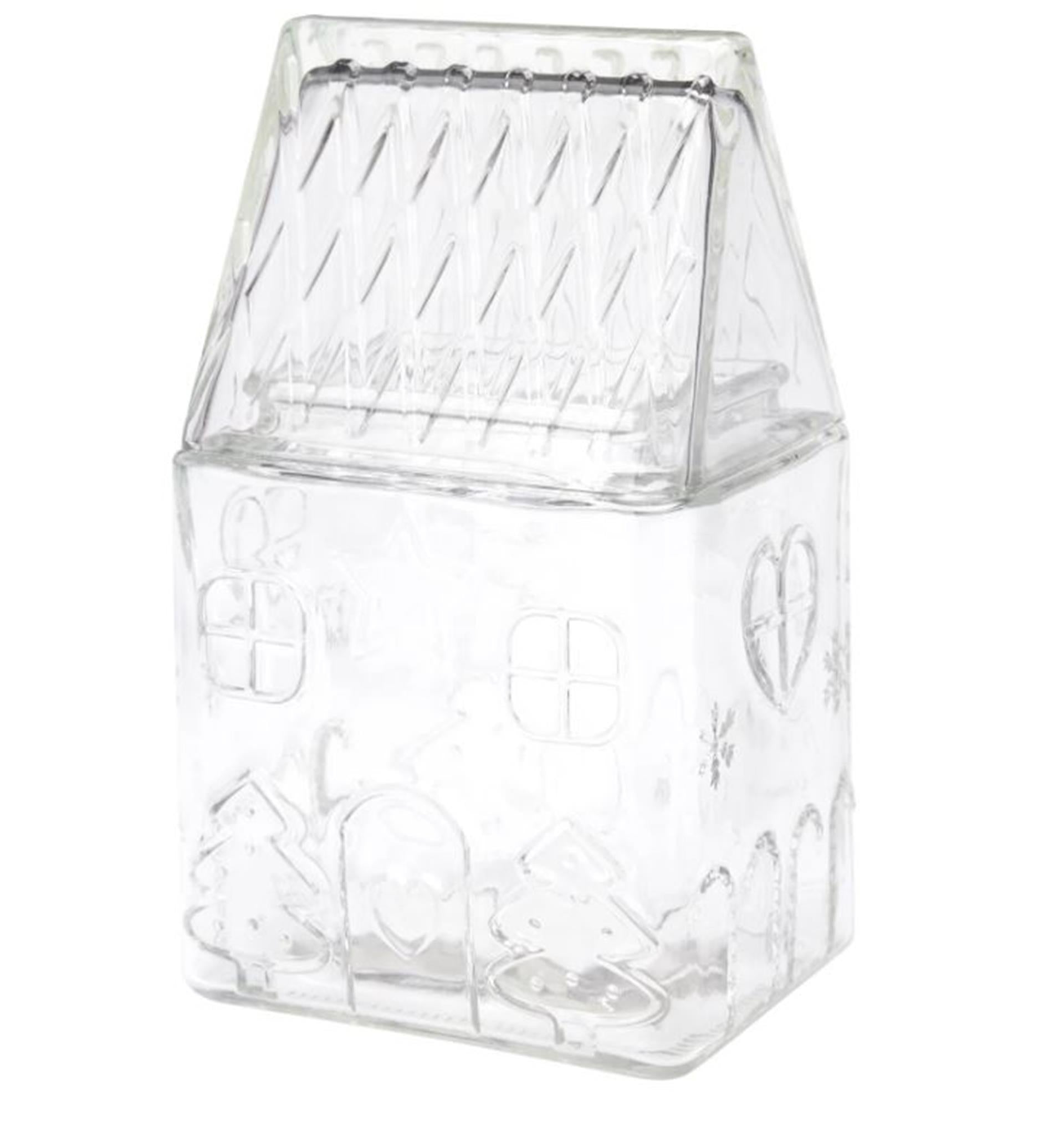 Home styling voorraadpot glas 1500ml kersthuisje