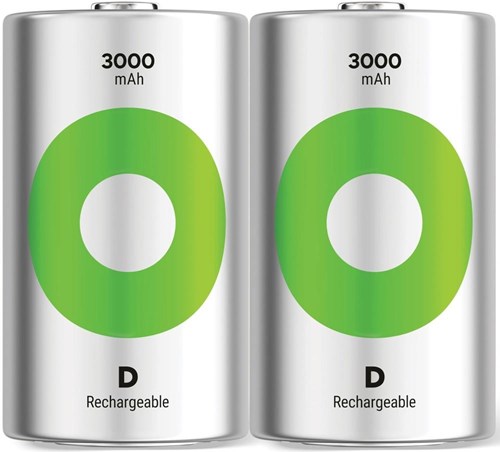 Gp nimh oplaadbare batterij d 3000ma blister(2) - 3311470