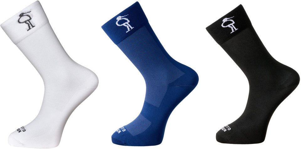 High Cut Fietssokken Wit Blauw Zwart 3 Paar Maat 43-64