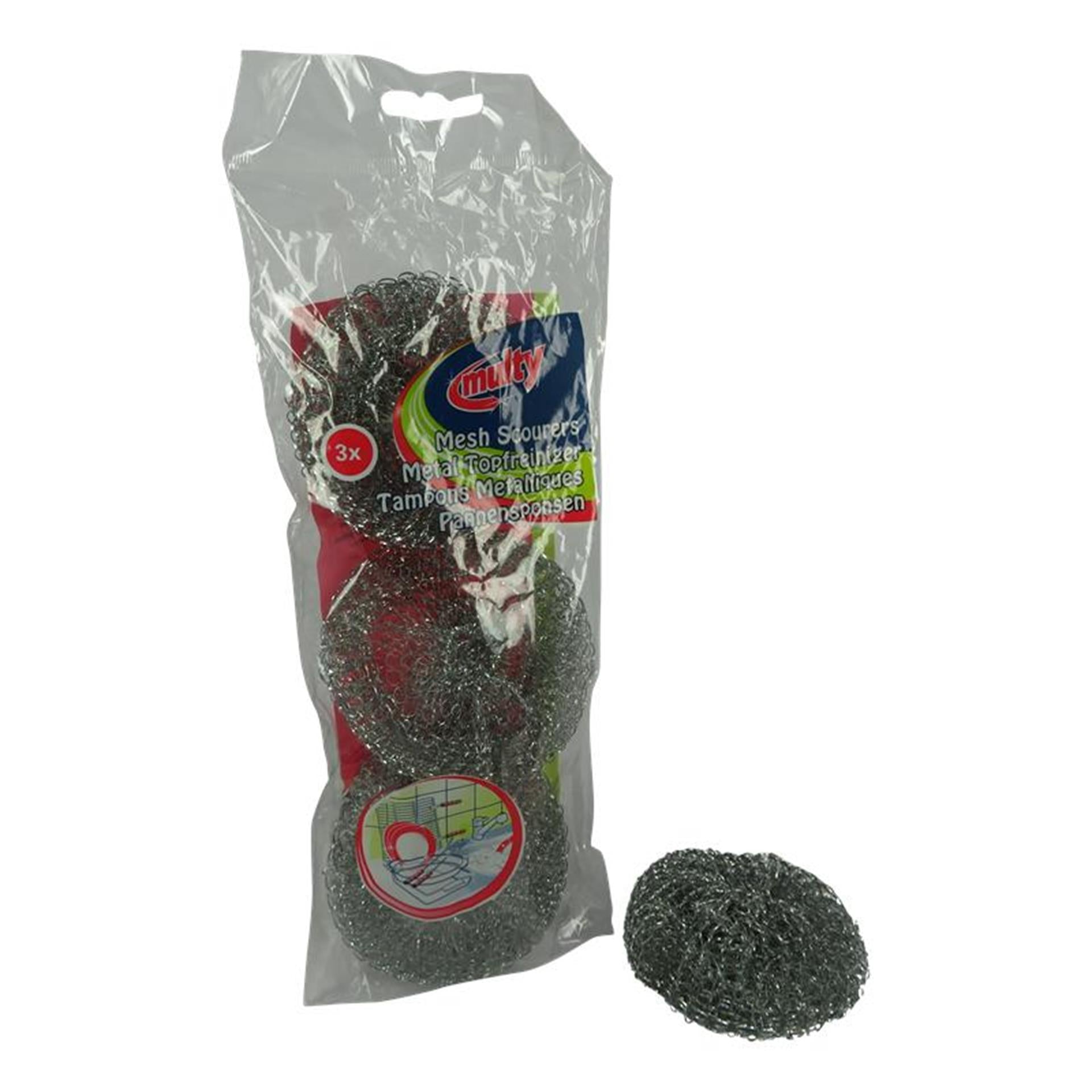 Multy pannenspons metaal pak a 3 stuks