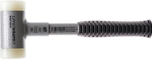 Halder kunststofhamer | lengte 335 mm hoofd-d. 70 mm | stalen buis terugslagvrij | hard nylon wit | 1 stuk - 3377.070 3377.070