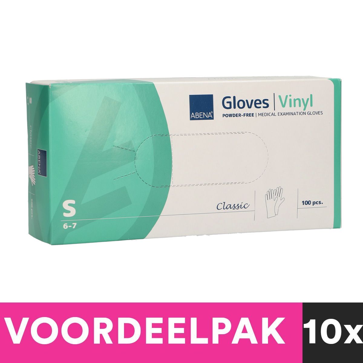 Abena poedervrije vinylhandschoenen maat small 100 stuks voordeelpakket