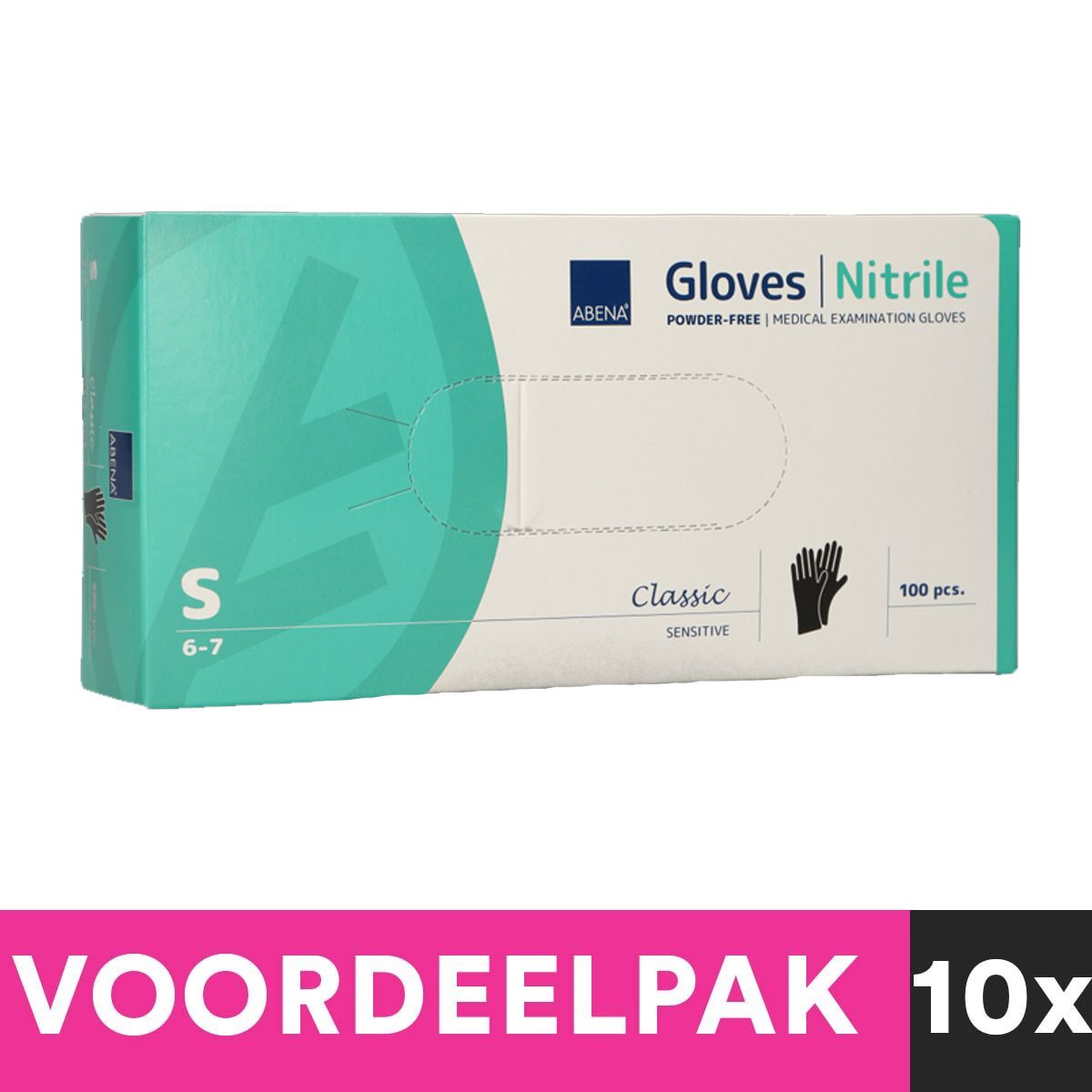 Abena poedervrije nitrilhandschoenen maat small 100 stuks zwart voordeelpakket