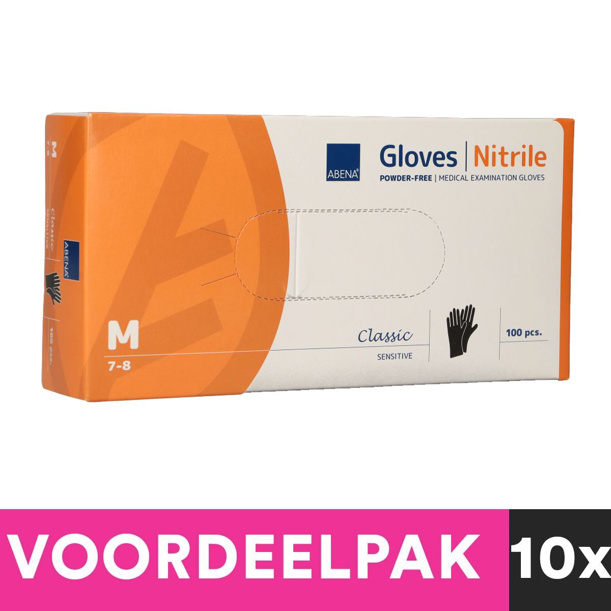 Abena poedervrije nitrilhandschoenen maat medium 100 stuks zwart voordeelpakket