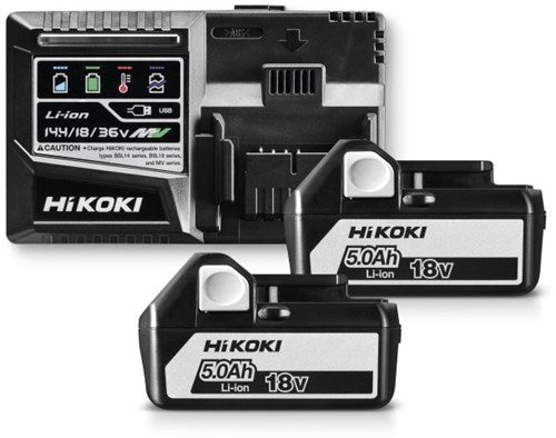Hikoki uc18ysl3wgz boosterpack | 2 x accu 5.0 ah 18v | lader uc18ysl3 uc18ysl3wgz