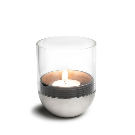 Gravity Kaars windlicht 13 cm zilver
