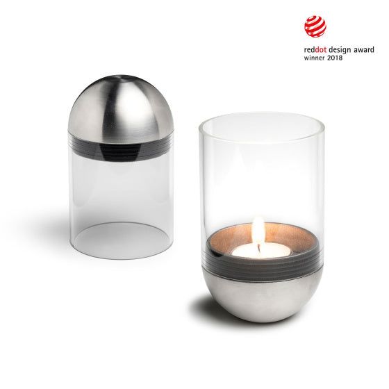 Gravity Kaars windlicht 13 cm zilver