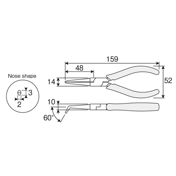 Hozan P-12 Bent Nose Pliers HRC45 3280012