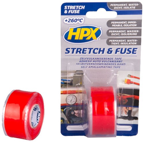 Hpx stretch fuse zelfvulkaniserende tape | rood | 25mm x 3m - so2503 | 6 stuks so2503