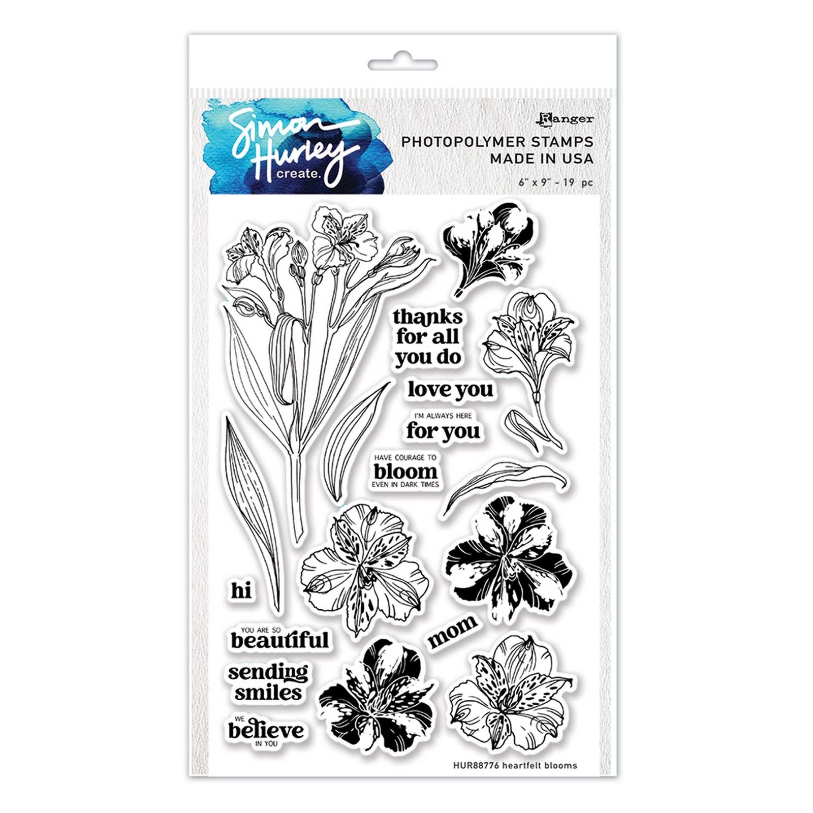 Ranger ink ranger • simon hurley create. photopolymer stamps 15,2x22,9cm heartfelt blooms