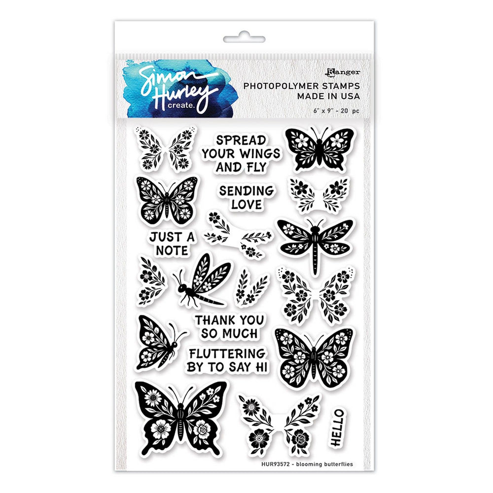 Ranger ink ranger • simon hurley create. photopolymer stamps blooming butterflies