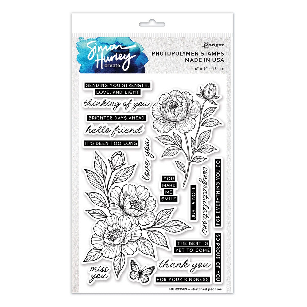 Ranger ink ranger • simon hurley create. photopolymer stamps sketched peonies