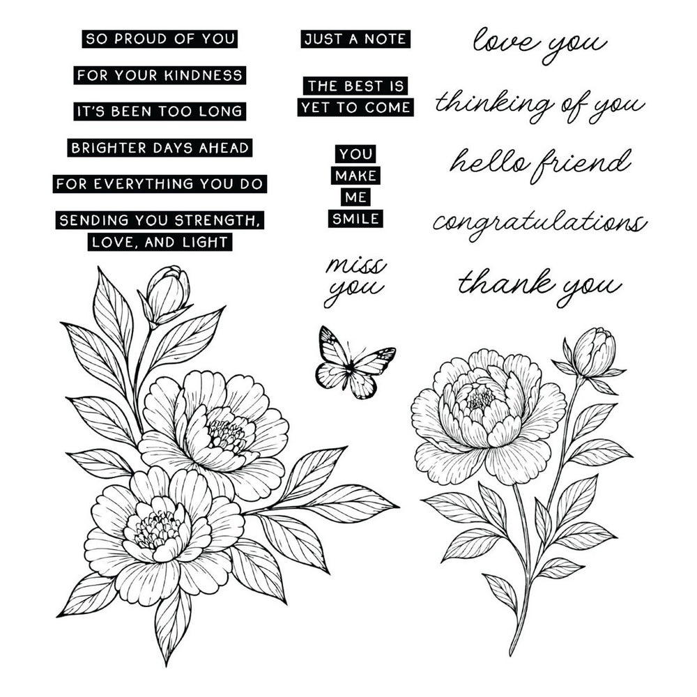 Ranger ink ranger • simon hurley create. photopolymer stamps sketched peonies