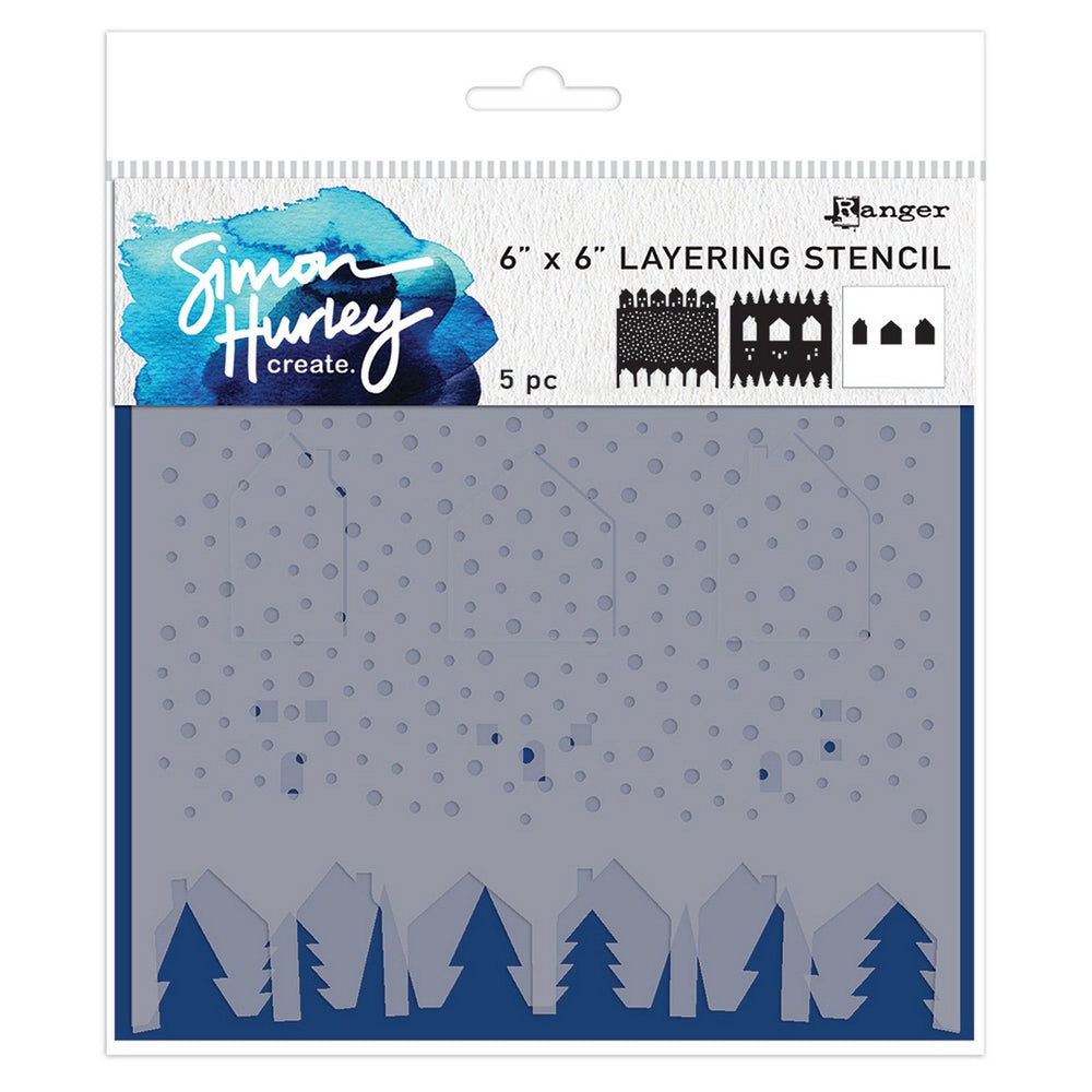 Ranger ink ranger • simon hurley create, winter scene maker stencil set 3 pieces