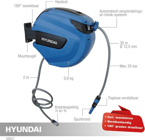 Hyundai wandslangenbox 30m x 12mm - 58601 - 58601