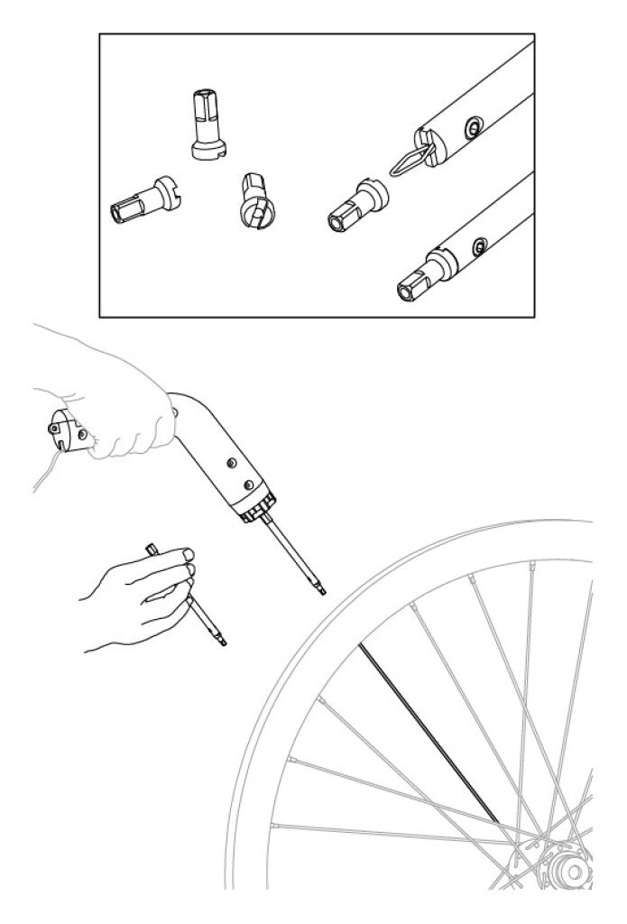 Clé à tétons IceToolz 12S4 pour jante haute (vis à main)
