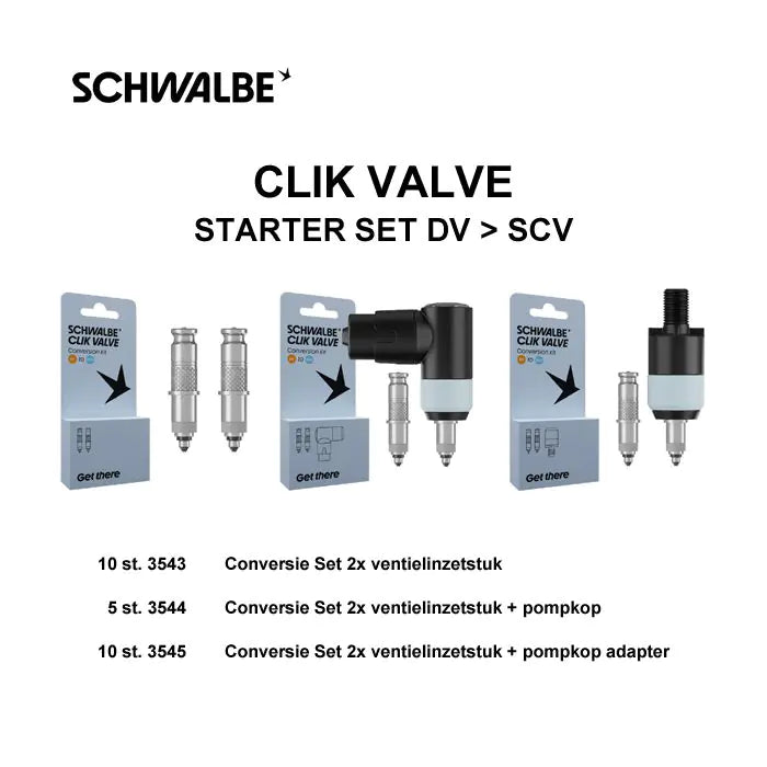 Schwalbe klikventiel dv-scv starterpakket hollands ventiel ombouwkit 3551