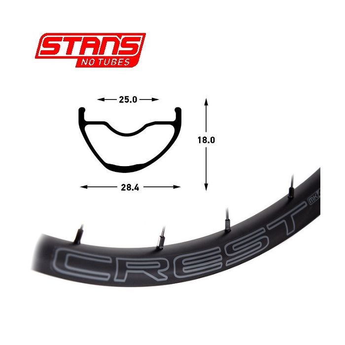 Stans notubes velg crest mk4 29 32h black gray snt