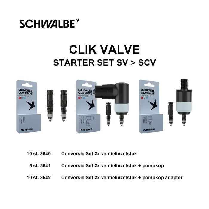 Schwalbe klikventiel dv-scv starterpakket frans ventiel ombouwkit 3550