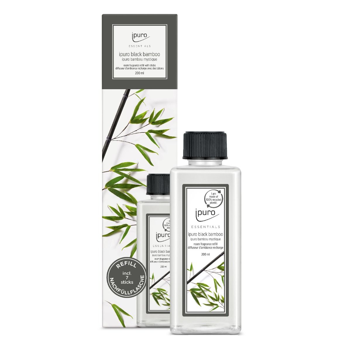 Ipuro geurverspreider navulling zwart bamboe 200ml