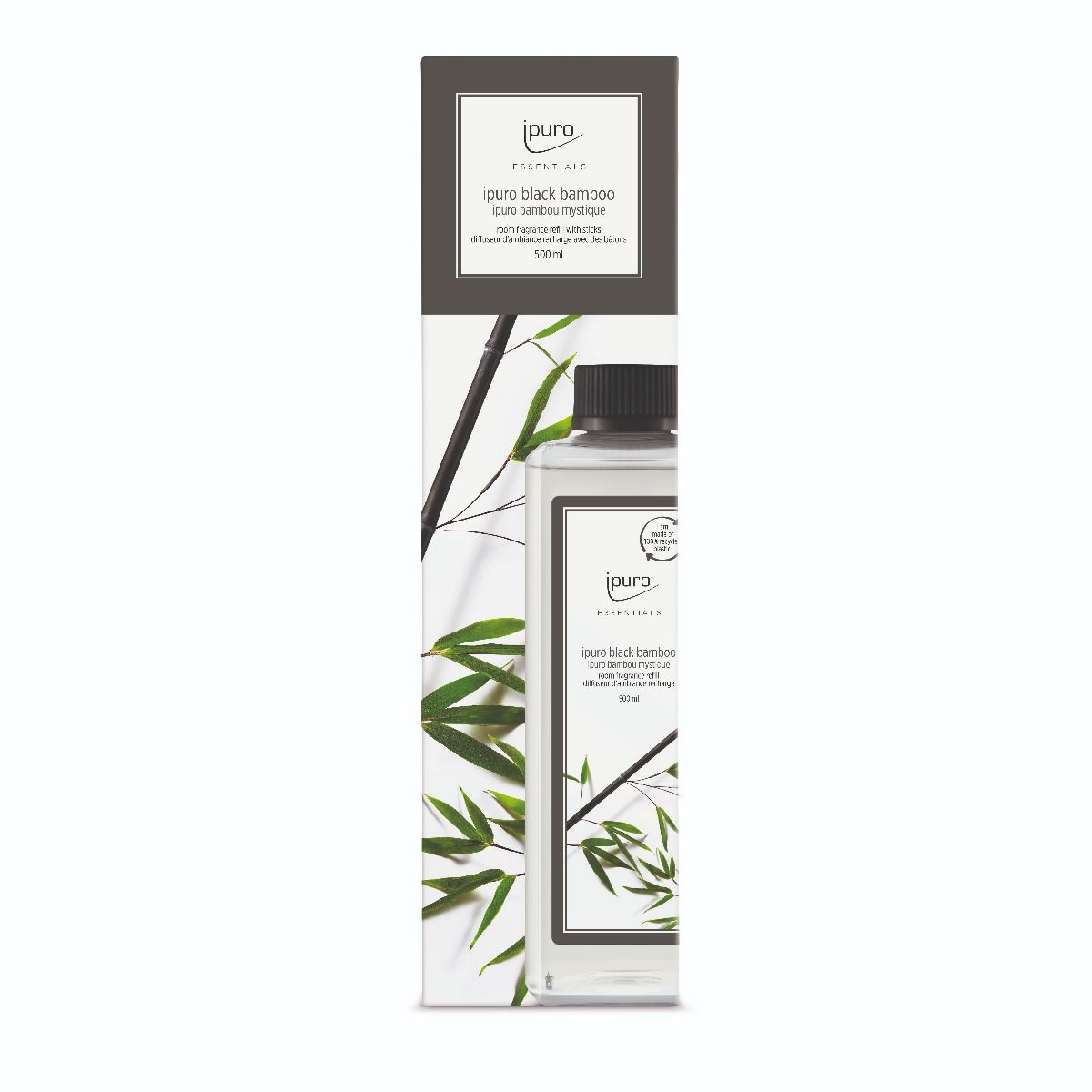 Ipuro geurverspreider navulling zwart bamboe 500ml