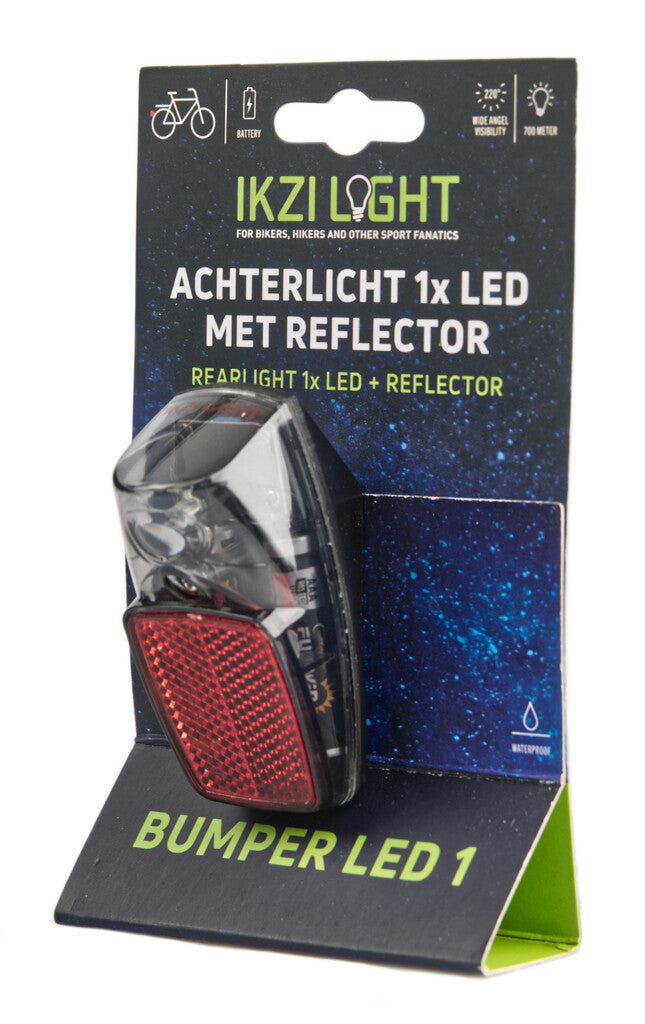 Ikzilight rear light reflector 1xLED red on card