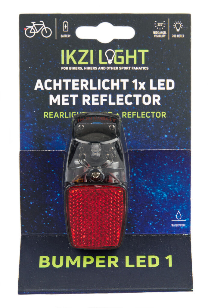 Ikzilight rear light reflector 1xLED red on card