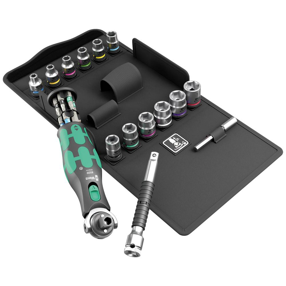 Wera 8009 zyklop pocket set 3 bitset (zwart groen, 27‑delig)